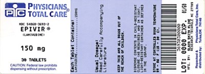 Epivir 150mg Tablet Label (150mg Package Label)